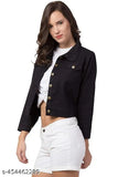 Black denim solid women's jacket, vibrant and stylish for all occasions, denim fabric with long sleeves