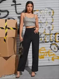 Black, white stretchable casual women's slim fit bootcut ribbed yoga pants
