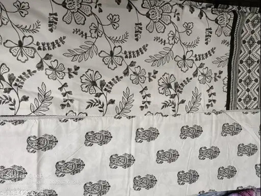 White embroidered AC patterned quilted dohar with white border