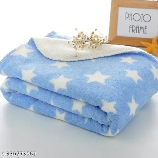 Digital star printed polyester Aakriti baby blanket, soft, high quality, newborn gift (75x100cm), flannel outer and fibre inner