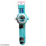 Disney Frozen themed digital watch with a blue strap, featuring multiple images of Olaf and Elsa