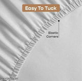 Glace Cotton striped supersoft fitted queen bedsheet with elastic & 2 pillow covers, ideal for summer adult use in Indian homes