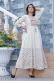 Traditional Rayon Anarkali Kurti Set with Dupatta, festive wear for girls, embroidered pattern, three-quarter sleeves, India origin
