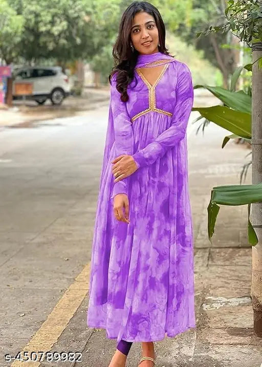 Georgette festive full-length anarkali gown with dupatta set, Indian ethnic wear for women