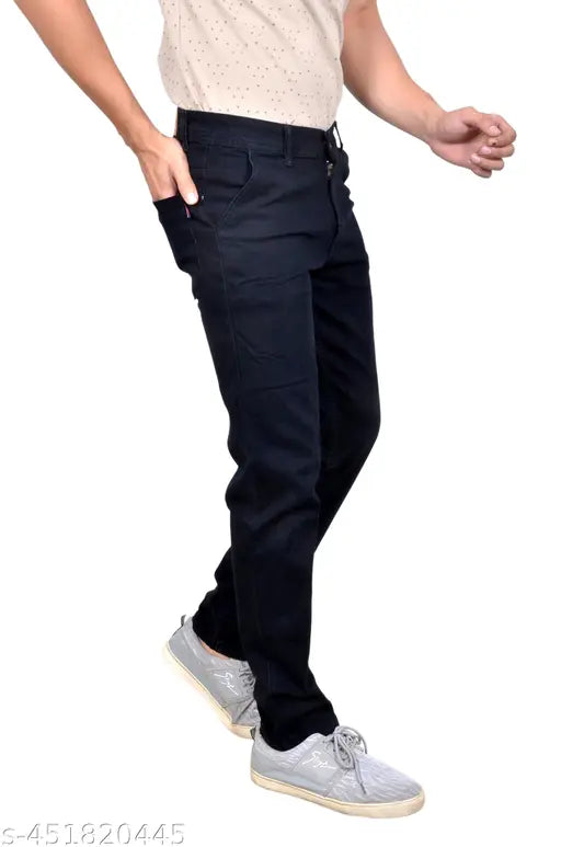 Black men's jeans with multiple pockets and contrasting seams