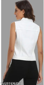 White cotton haf sleeveless top on mannequin