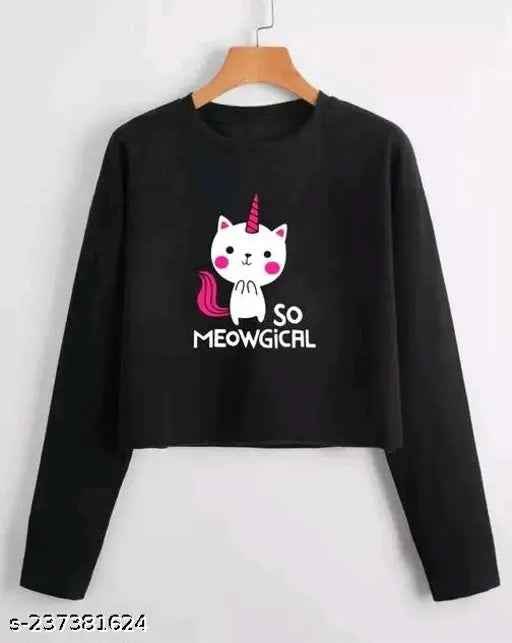 Cotton blend printed crop top under 200 for women, versatile and stylish full-sleeve design, made in India