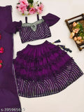 Embellished Georgette baby lehenga choli set, short sleeves, 3-4 years, India