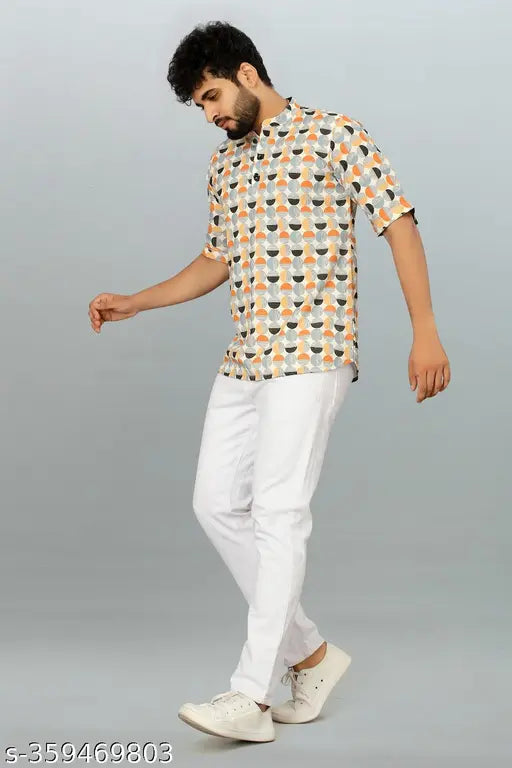 Men's self-designed polo neck polyester T-shirt, short sleeves with printed design, available in sizes XXS - XXL