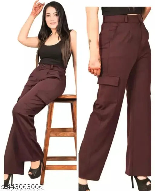Elegant women's maternity pants with pockets, black color