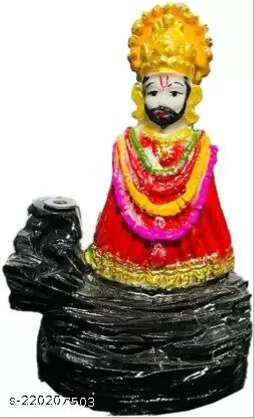 Multicolor polyresin MANNAT HARE KA SAHARA Shree Khatu Shyam JI Smoke fountain showpiece with backflow burner, ideal for home and office decor, festive occasions, and gifting