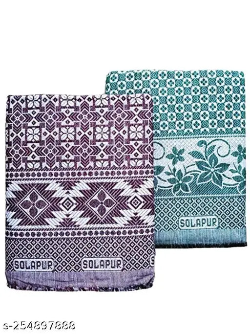 Solapur chaddar cotton floral blanket pack of 2 - premium quality, free size, traditional charm, machine washable
