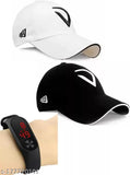 White and black embroidered cotton baseball caps set, designer brand from India