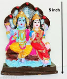 Poly Resin Adi Shankara family Vishnu Lakshmi religious Pooja Idols set for home decor (3pcs), 5" tall with 3" ghanti bell