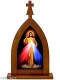 Multi-colored acrylic Jesus Christ statue with Holy cross, ideal for homeoffice, car dash, or church decor