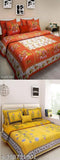 Jaipuri Printed Double Bed Cotton Bedsheet With 4 Pillow Covers