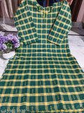 Blue and yellow checkered woolen kurta set, 2 piece combo