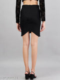 Black faux leather mini pencil skirt