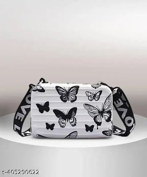 Black and white sling bag, detachable shoulder strap, cosmetic bag conversion