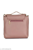 Peach sling bag with adjustable strap and pocket on front