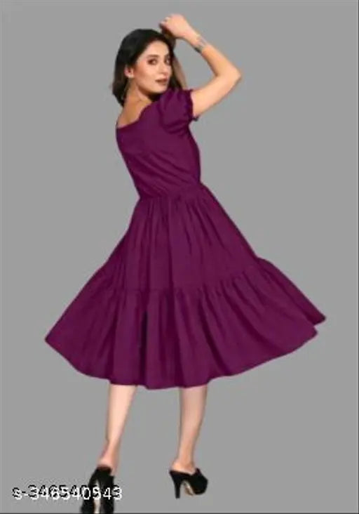 Wine rayon flared kurti for regular, office, or party wear - stylish short-sleeved Indian kurta in solid design