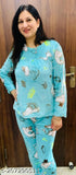 Winter-imported wool nightsuit, women's fur nightwear with Disney and cartoon prints, warm and cozy velvet pyjama set
