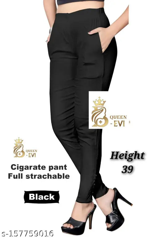 Black cigarette lighter pants with full length legs and pockets