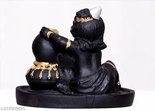 Multicolor MORATER Krishna Idol backflow incense holder with 51 cones, decorative poly resin smoke fountain on display