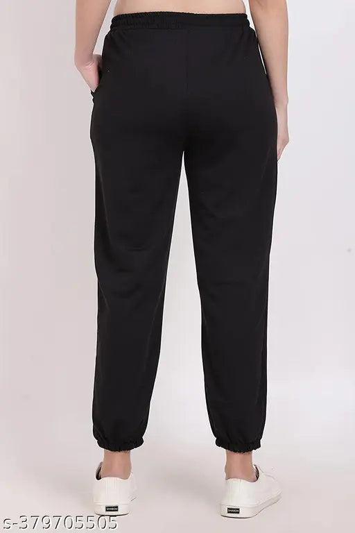 Black athletic joggers with drawstring waistband, elasticated ankles