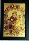Gold-plated St. Antony photo frame with Child Jesus, Indian-made religious art
