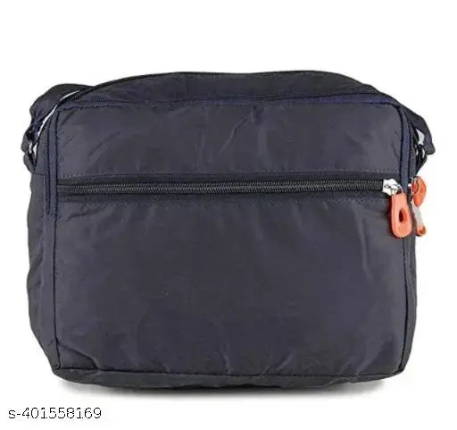 Unisex black sling bag, zip closure, cross body style