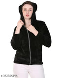 Stylish wool ear hoodie for women & girls, solid color, long sleeves. High-quality polyester, breathable and comfortable. Casual, beach, travel-friendly design. Available in S, M, L, XL sizes. Perfect for daily wear, vacations, dates, parties, or working out. Made in India