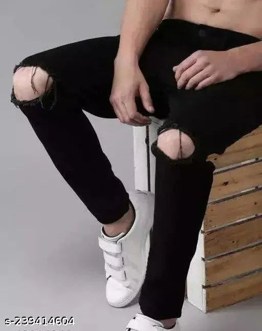 Black denim jeans for man, Creatywitty brand, solid pattern, size 28/30/32 (waist 28in/30in/32in, length 40in), made in India