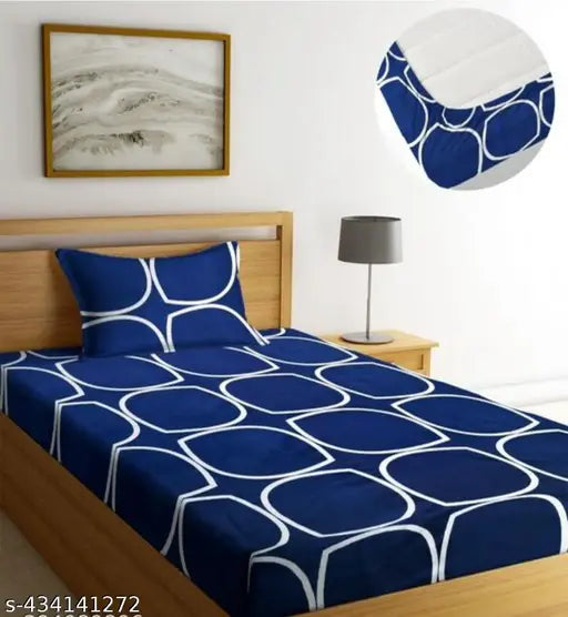 Soft cotton checked fitted single bedsheet with pillow cover, elastic corners and skirt, ideal for adult bedroom decor in mild winter seasons