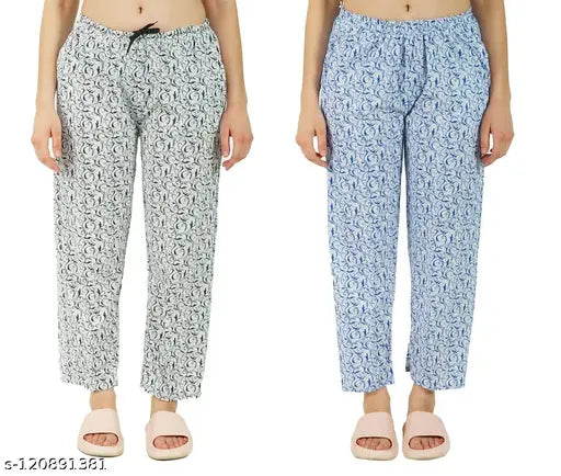 Pair of lower cut pajamas, light blue and white patterned