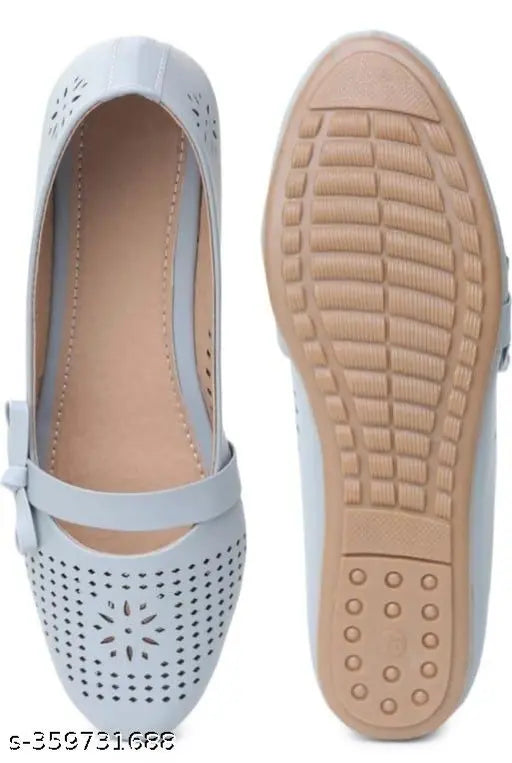 Grey synthetic ballerinas with slip-on design, popular for women's fashion, available in sizes IND-4 to IND-8 from India