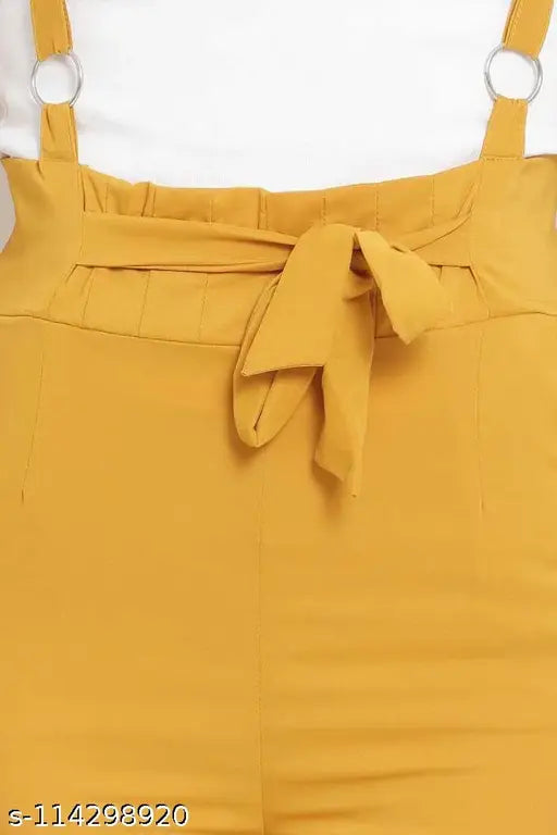 MUSTARD cotton blend sleeveless UC Trendy Women Dungree dress, women's fashion