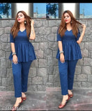 Rayon top with pants, solid color, trendy and ravishing, available in various sizes from XS to 4XL