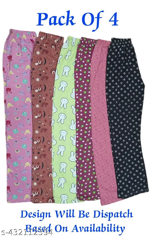Printed pyjamas for women, nightwear set of four, soft cotton fabric, silver jubilee apparels