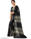 Georgette sari with full sequence pallu, plain satin blouse