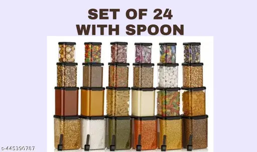 Air tight container kit. Kitchen storage containers. Food storage containers. Plastic container fridge. Grocery container set of three sizes with spoon. Black plastic containers