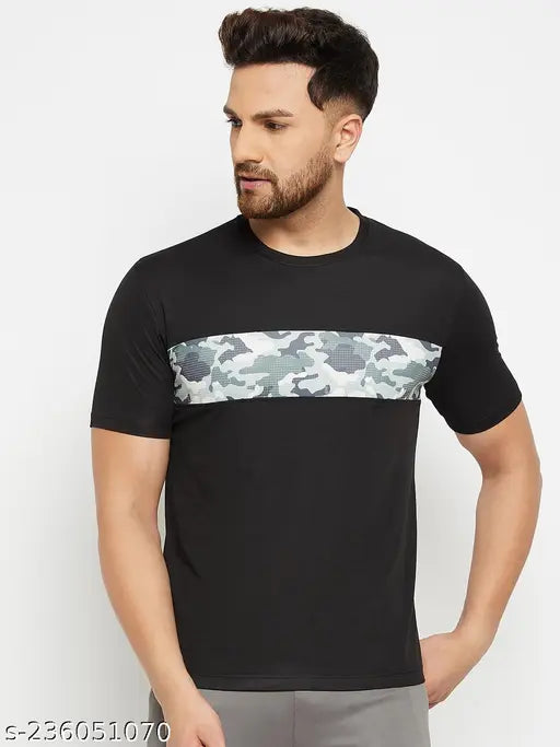 Austiex men's active polyester t-shirt, printed short sleeves sports T-shirt on hanger [Size: S-XXL], made in India