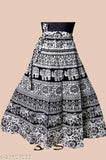 Vibrant Cotton Jaipuri Sanganeri Print Maxi Skirt, Indian hand-block Mandala design, free size for women
