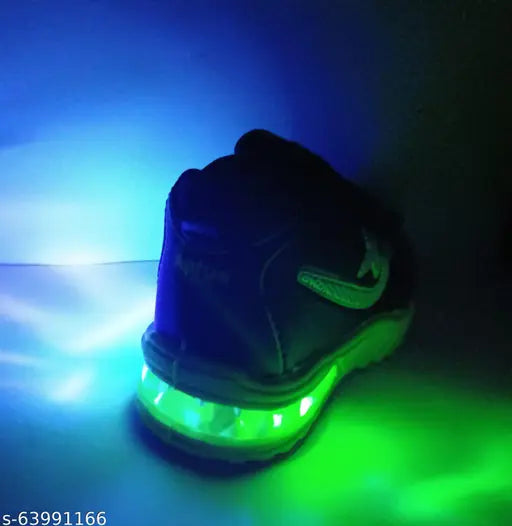 Green glow-in-dark LED lights on sneakers