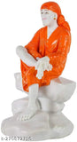 White marble Saibaba Idol for car dashboard, multicolor design depicting the revered spiritual figure