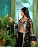 Georgette & polycotton Havy Fox gorgette kurta set with embroidery stitched blouse, sleeveless, Indian origin