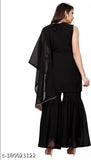 Maruti Enterprise women's black embroidered ethnic work set with dupatta