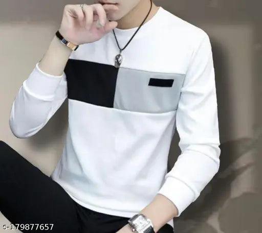 Striped long-sleeve cotton t-shirt by Daho Men, Sizes: S, M, L, XL, XXL. Made in India