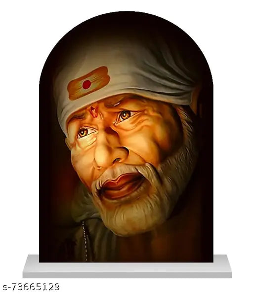 Saibaba acrylic idol for home decor or car dashboard, Indian spiritual gift item with divine look