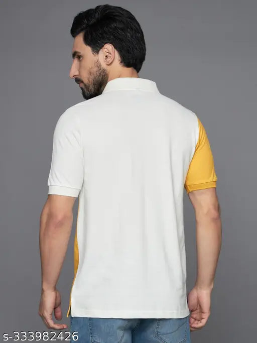 THE DRY STATE Men's Colorblocked Polo Multicolor Tshirts